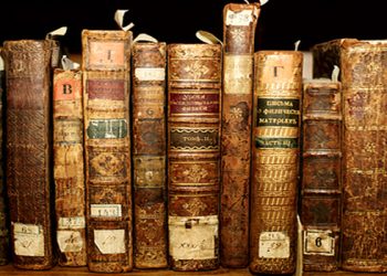 collection of old hardcover books