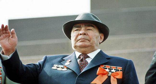 313216 01.05.1980 Leonid Brezhnev, general secretary of the CPSU Central Committee, chairman of the USSR Supreme Council's presidium, at the Lenin Mausoleum during a festive demonstration on Moscow's Red Square.
